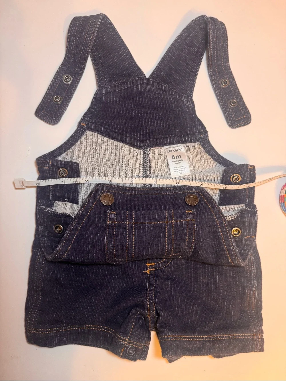 Carter’s Baby 6M Denim Shortalls Overalls Romper Dark Wash NWOT